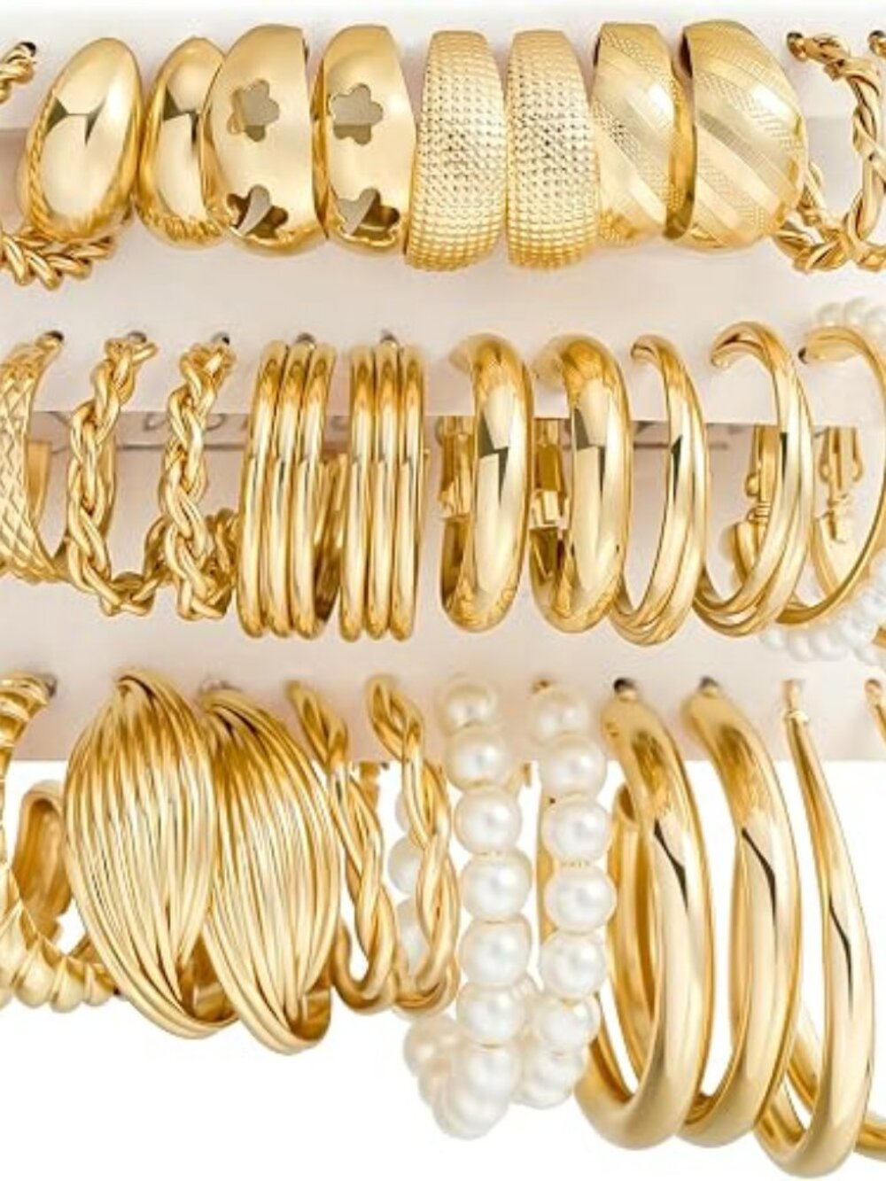18 Pairs Gold Hoop Earrings for Women, Chunky Statement Hoops Set